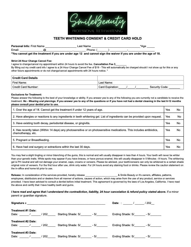 SMILE BEAUTY CONSENT FORM PDF